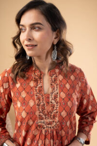 Image for Kusvaa Wkr281 Shreerita Cotton Handblock Print Kurta Featured