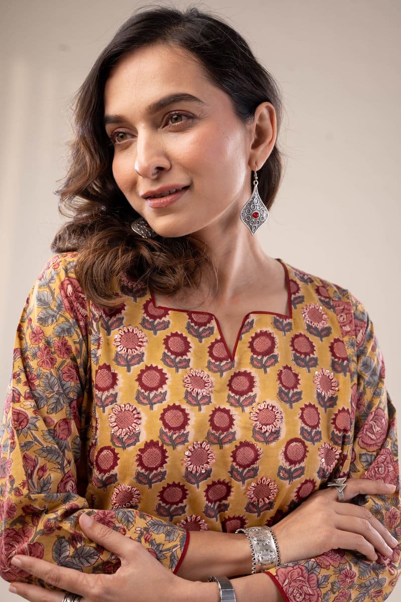 Image for Kusvaa Wkr295 Sidra Handblok Print Cotton Kurta Featured