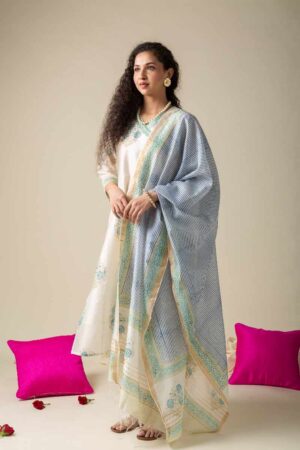 Image for Kds002 Abhisarika Chanderi Kurta With Dupatta Set Side