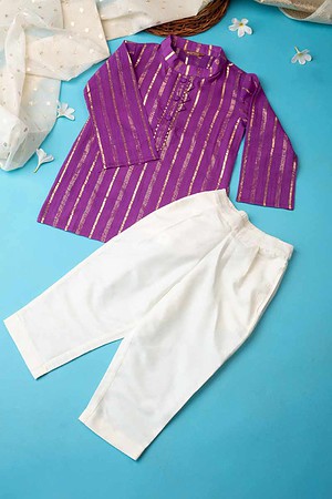 Image for Kusvaa Byw026 Aadidev Cotton Boys Kurta Pant Set Closeup 2 New