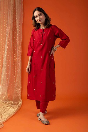 Image for Kusvaa Cood032 Grisha Chanderi Kurta Pant Set Back