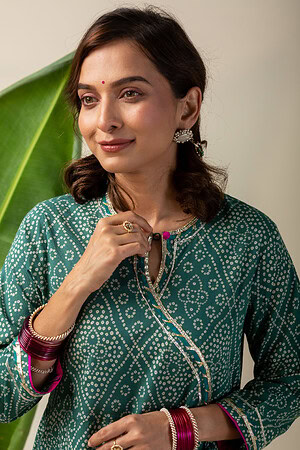 Image for Kusvaa Cood033 Tithira Cotton Bandhani Kurta Pant Set Featured New