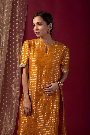 Image for Kusvaa Wkr026 Nandini Chanderi A Line Kurta Featured