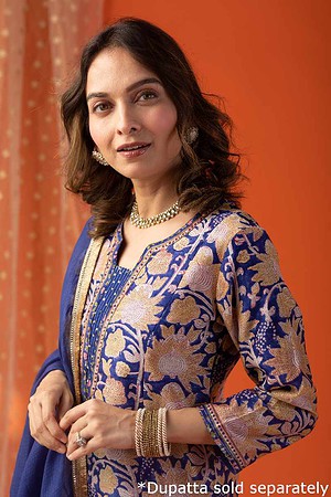 Image for Kusvaa Wkr028 Hyma Chanderi Straight Kurta Featured New