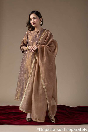 Image for Kusvaa Wkr030 Aadrika Tissue Straight Kurta Neck New