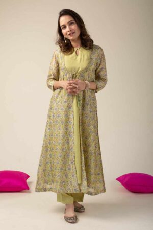 Image for Kusvaa Wkr036 Diyani Chanderi Straight Kurta Front