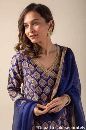 Image for Kusvaa Wkr037 Deeya Chanderi Straight Kurta Featured New