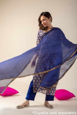 Image for Kusvaa Wkr037 Deeya Chanderi Straight Kurta Side New