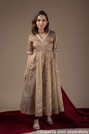 Image for Kusvaa Wkr038 Jiya Tissue A Line Kurta Sleeves