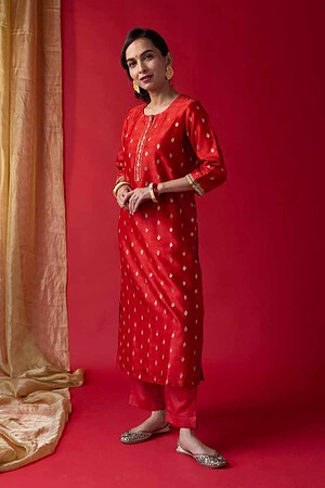 Image for Kusvaa Wkr039 Jiyani Chanderi Kurta Front
