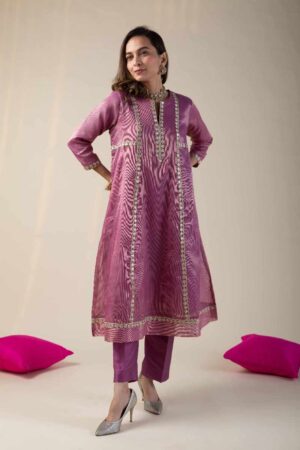 Image for Kusvaa Wkr040 Ritushri Tissue A Line Kurta Front