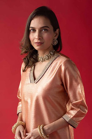 Image for Kusvaa Cood050 Sipra Tissue Kurta Pant Set Featured