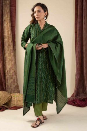 Image for Kusvaa Kds008 Anika Tussar Kurta With Dupatta Set Sleeves