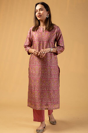 Image for Kusvaa Wkr110 Eesha Chanderi Straight Kurta Side