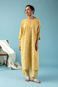 Image for Kusvaa Cood096 Amani Handloom Cotton Kurta Pant Set Sitting