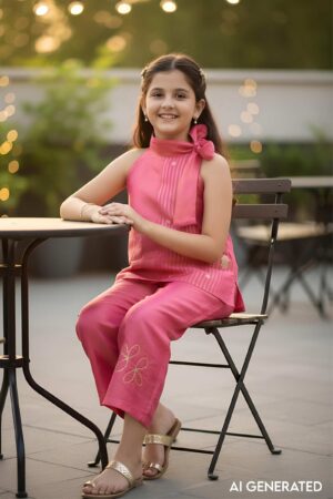 Image for Kusvaa Grw085 Risha Tissue Viscos Girls Kurta Pant Set Model