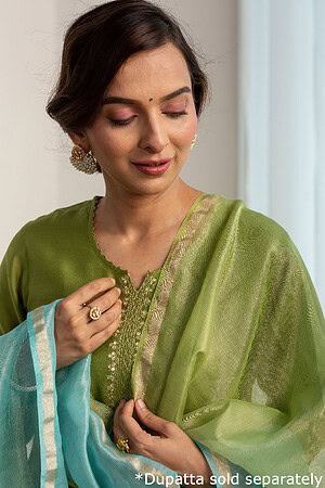 Image for Kusvaa Wkr186 Bhavini Chanderi Straight Fit Kurta Featured