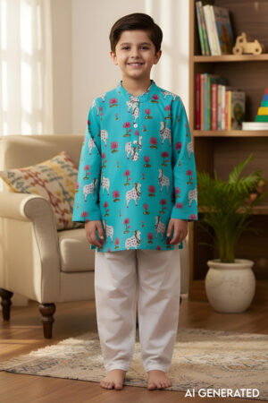 Image for Kusvaa Byw035kurta Advait Cotton Boys Kurta Pant Set Model