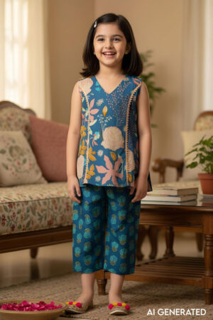 Image for Kusvaa Grw081 Tanmayi Cotton Girls Kurta Pant Set Model