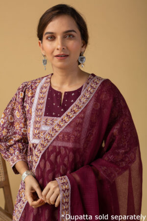 Image for Kusvaa Wkr195 Pravya Cotton Block Print Kurta Featured Latset