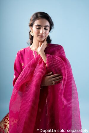 Image for Kusvaa Wkr214 Aarna Chanderi Jamdaai Kurta Pocket